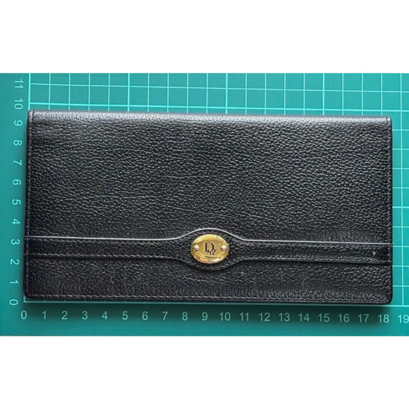 Authentic Vintage Christian Dior Black Leather Bi-fold Long Wallet - Picture 6 of 9